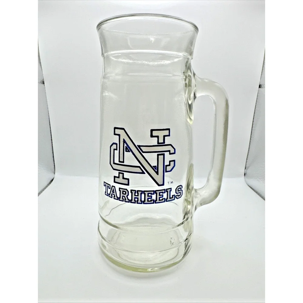 University of North Carolina Tarheels Tall Glass Beer Stein Mug UNC Vintage Logo